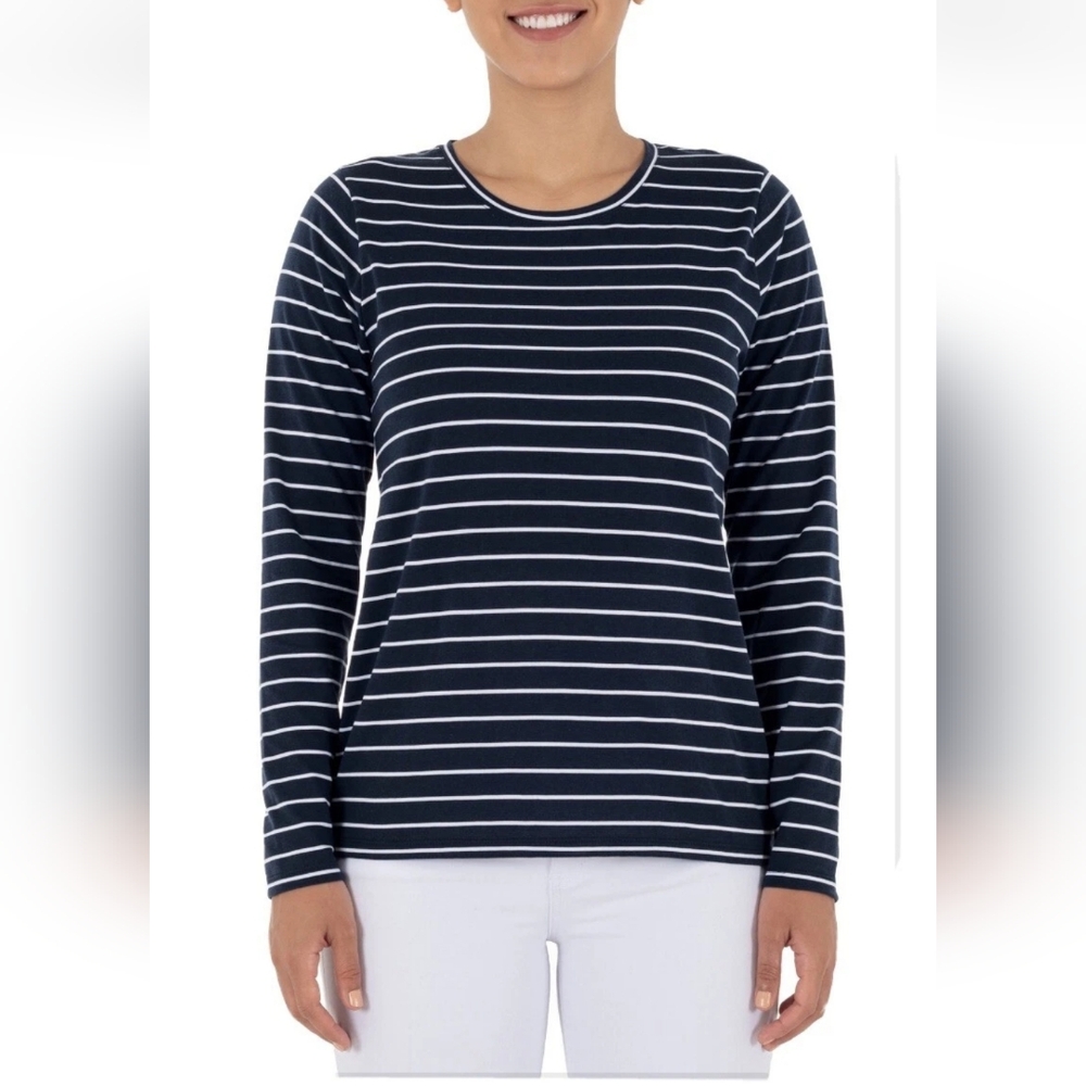 Time and Tru blue/white striped long sleeve tee XL